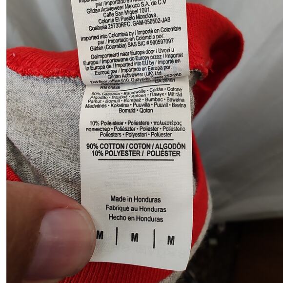 Gildan Red Heather Gray "There's No Crying in Baseball" Henley, M - Picture 6 of 8